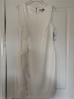 Shelby & Palmer Cream Sleeveless Ruffle Sheath Dress